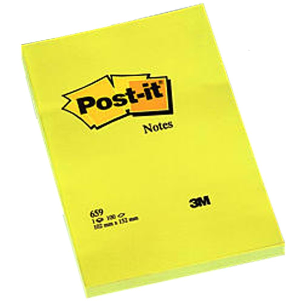 Post-it Yapışkanlı Not Kağıdı Büyük Boy Çizgisiz 100 YP 102x152 Sarı 659 (1 Adet)