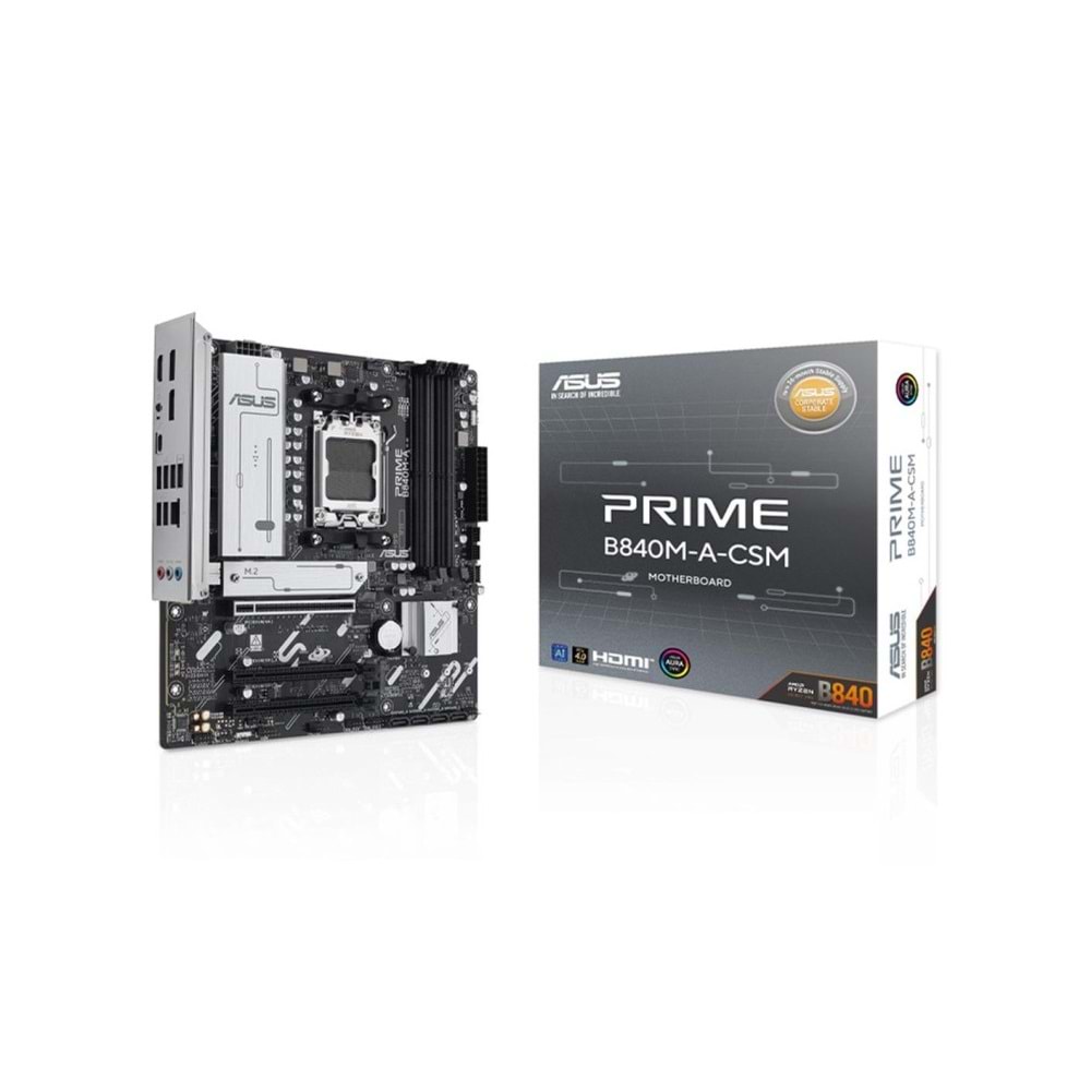Asus Prime B840M-A-CSM Amd B840 Am5 Ddr5 7600 2Xdp Hdmı 3X M2 Usb3.2 Rgb Matx Anakart