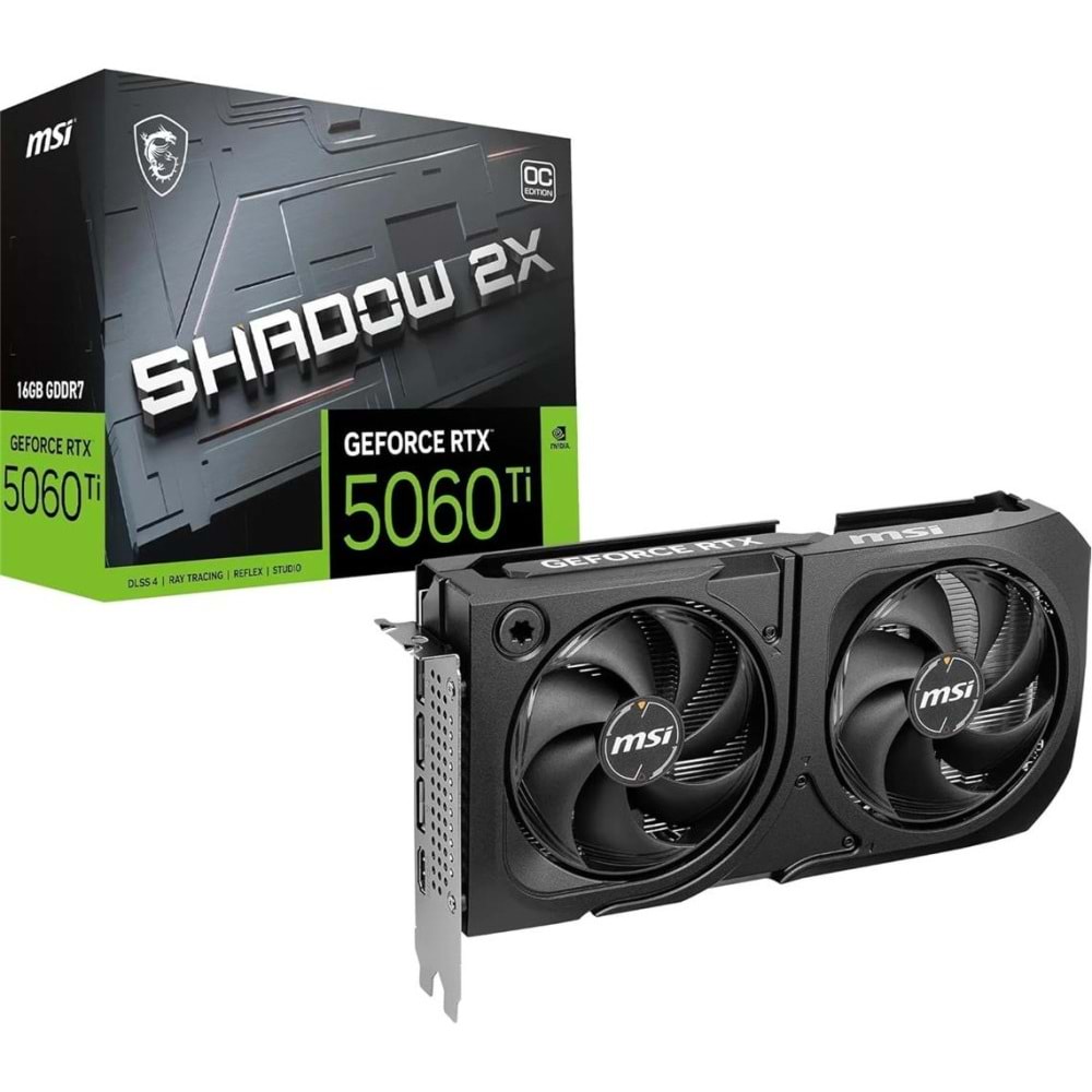 Msi GeForce RTX5060TI 16gb Shadow 2x Oc Plus 128bi·t Gddr7 HDMI Dp Gaming (Oyuncu) Ekran Kartı