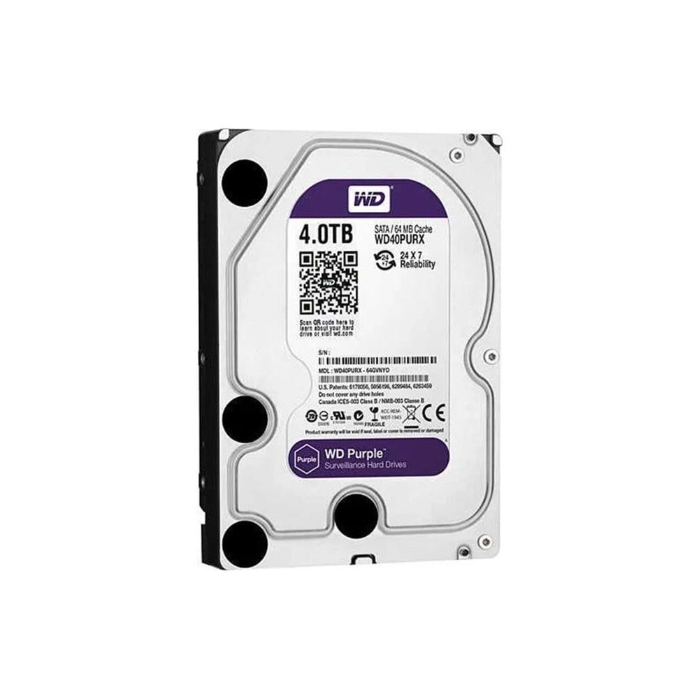 Wd 4Tb 3.5 Purple WD40PURX Sata3 5400RPM 64MB 7-24 Guvenlık Harddisk (İthalat)