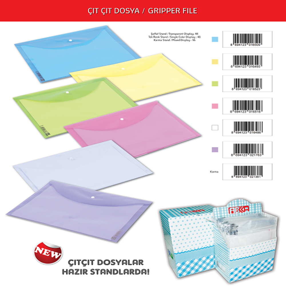 Abka Çıtçıtlı Dosya Sarı (1 Adet)