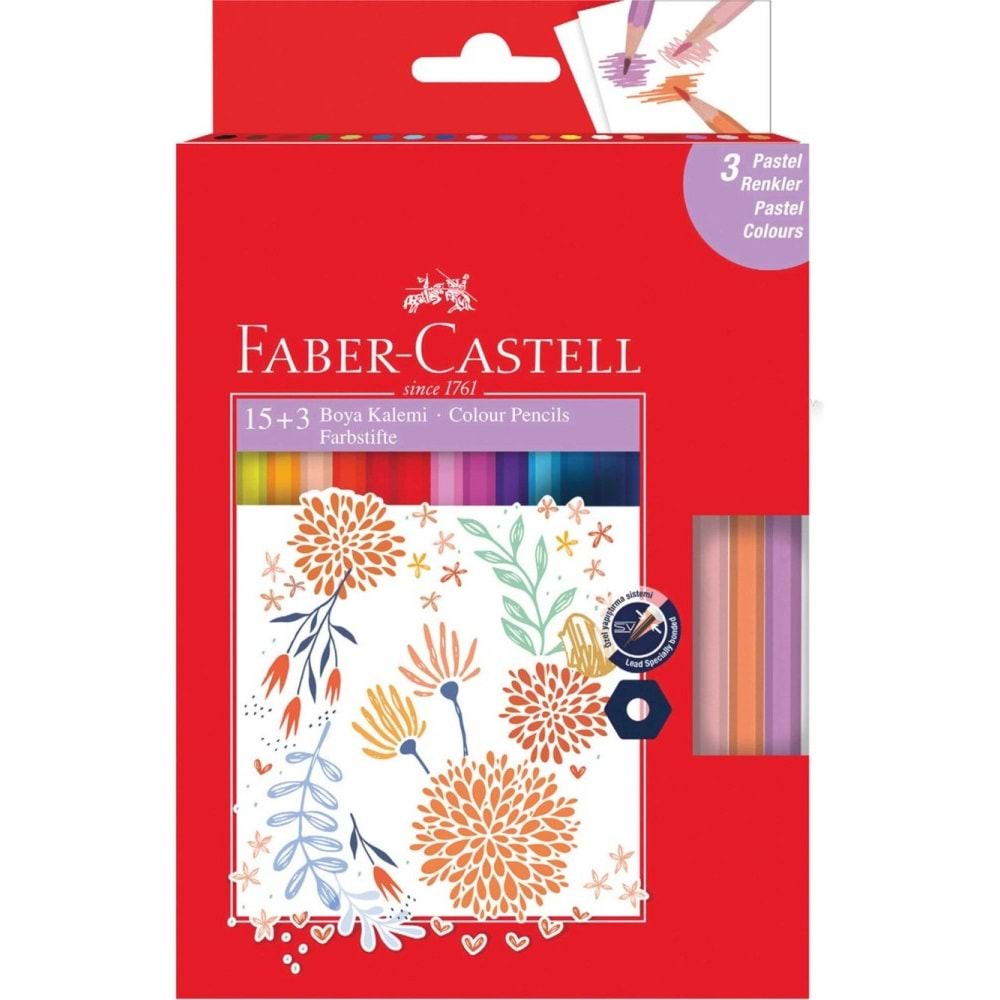 Faber-Castell 15+3 Pastel Renk Boya Kalemi