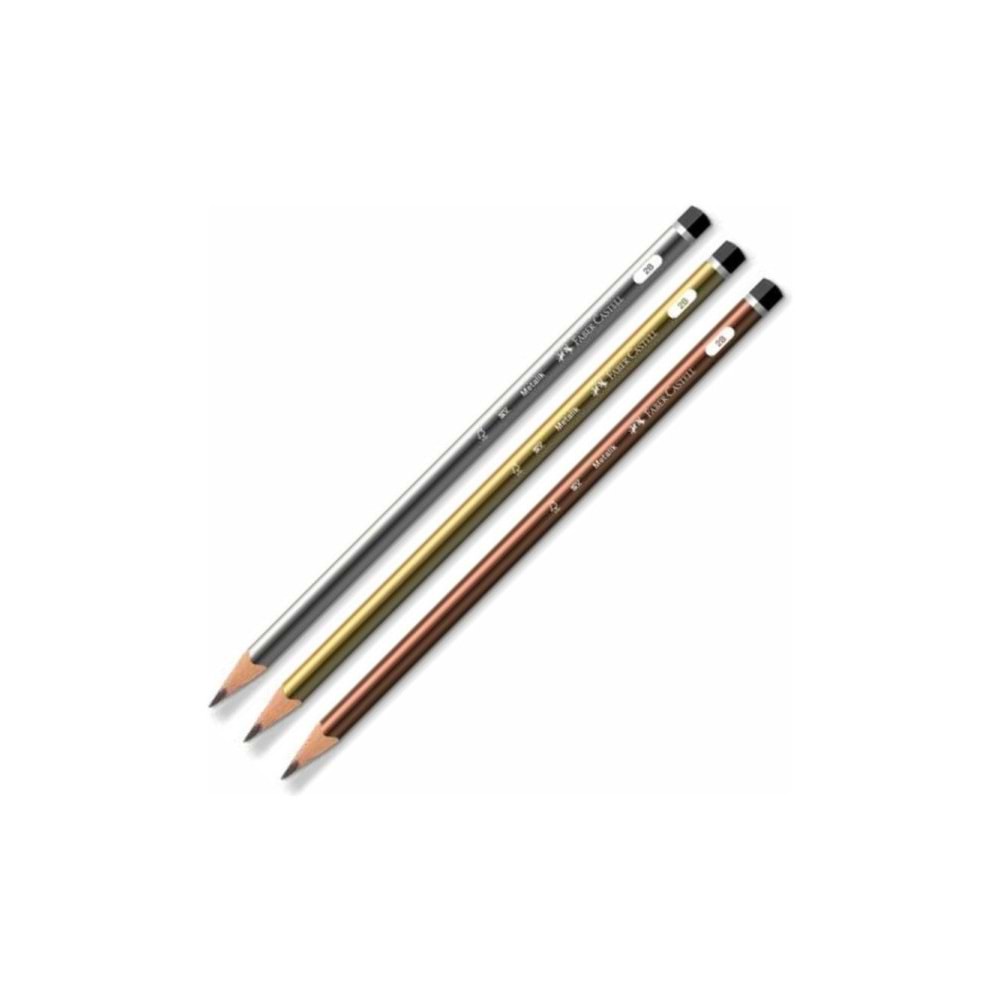 Faber-Castell Castell Üçgen Mercanlı Kurşun Kalem 2B 12li Kutu Metalik Renkler