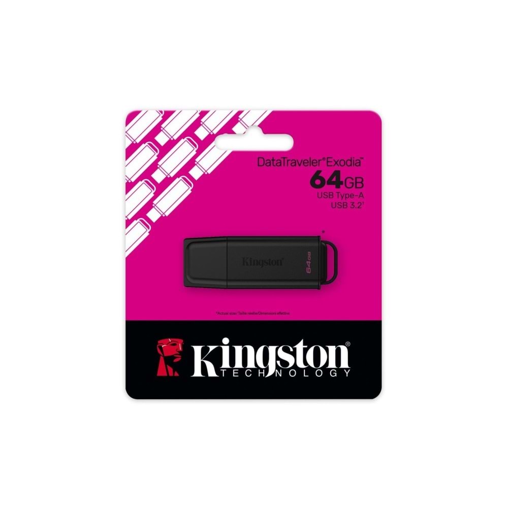 Kingston DTXG2-64GB 64GB Portable USB 3.2 Gen 1 DataTraveler Exodia Black Flash Bellek