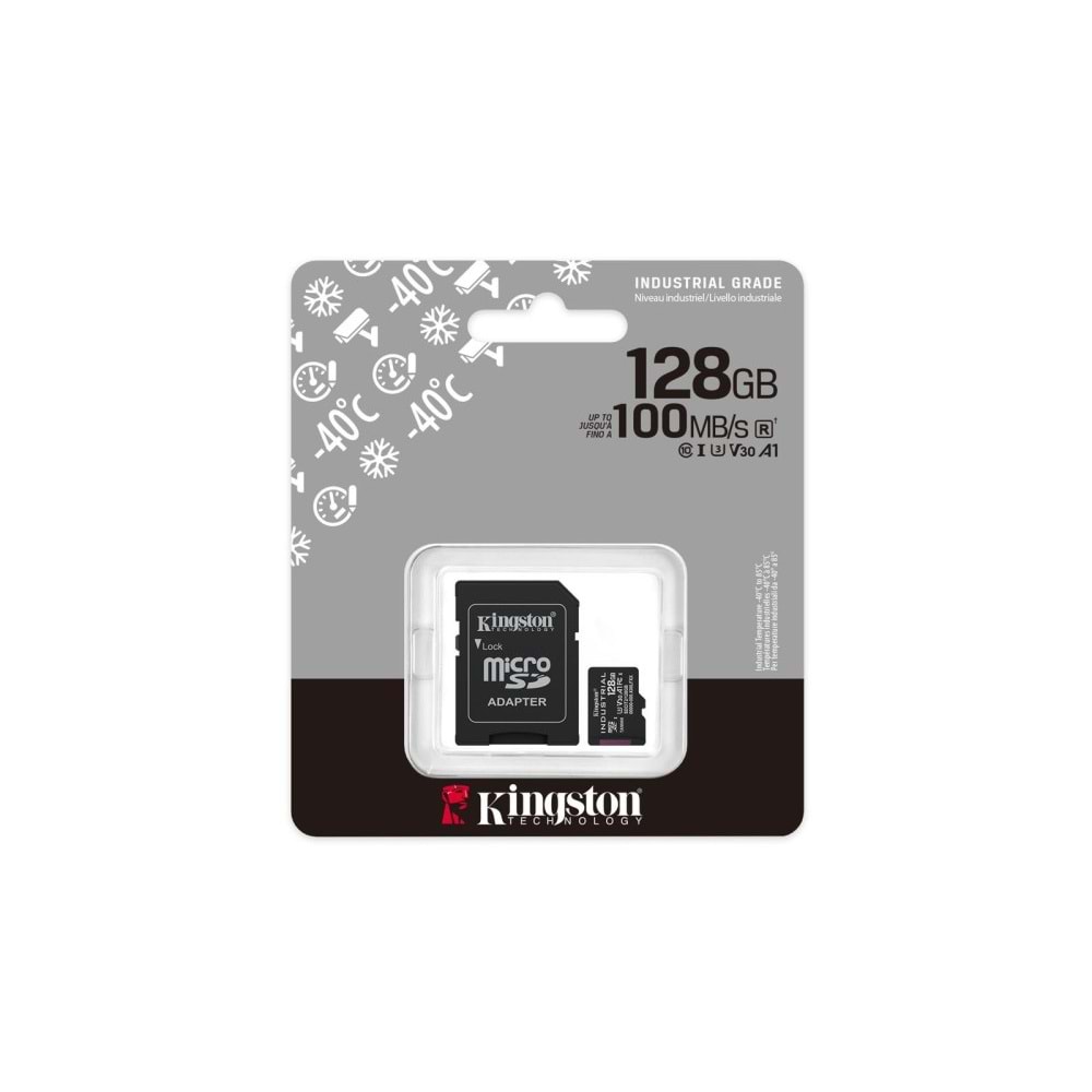 Kingston SDCIT2-128GB 128GB microSDXC Industrial C10 A1 pSLC Card + SD Adapter Hafıza Kartı