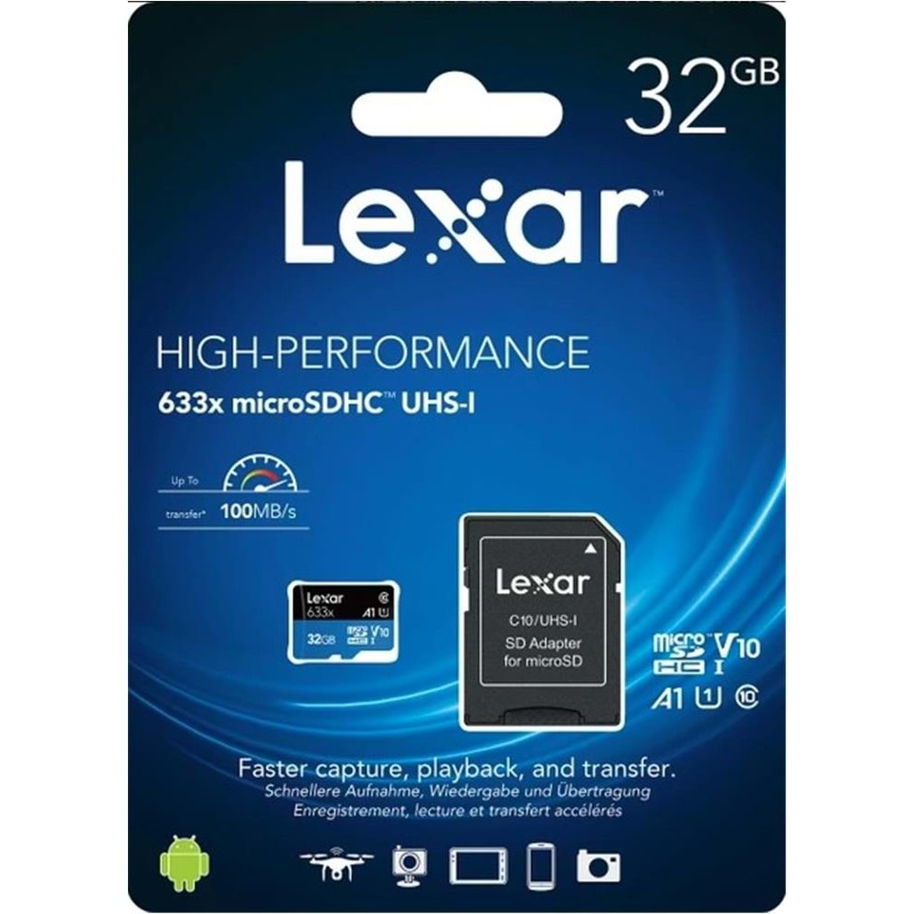 Lexar 32GB A1 V10 U1 Hafıza Kartı + Adaptör