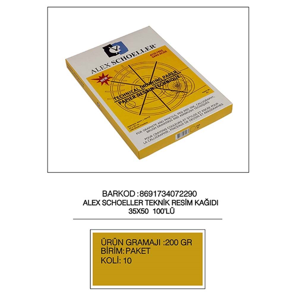 Alex Schoeller Resim Kağıdı Damgalı 35x50 200 GR (1 Adet)