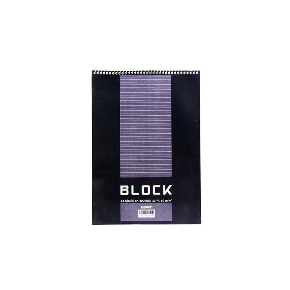 Bayındır Bloknot Spiralli Çizgili 40 YP A4