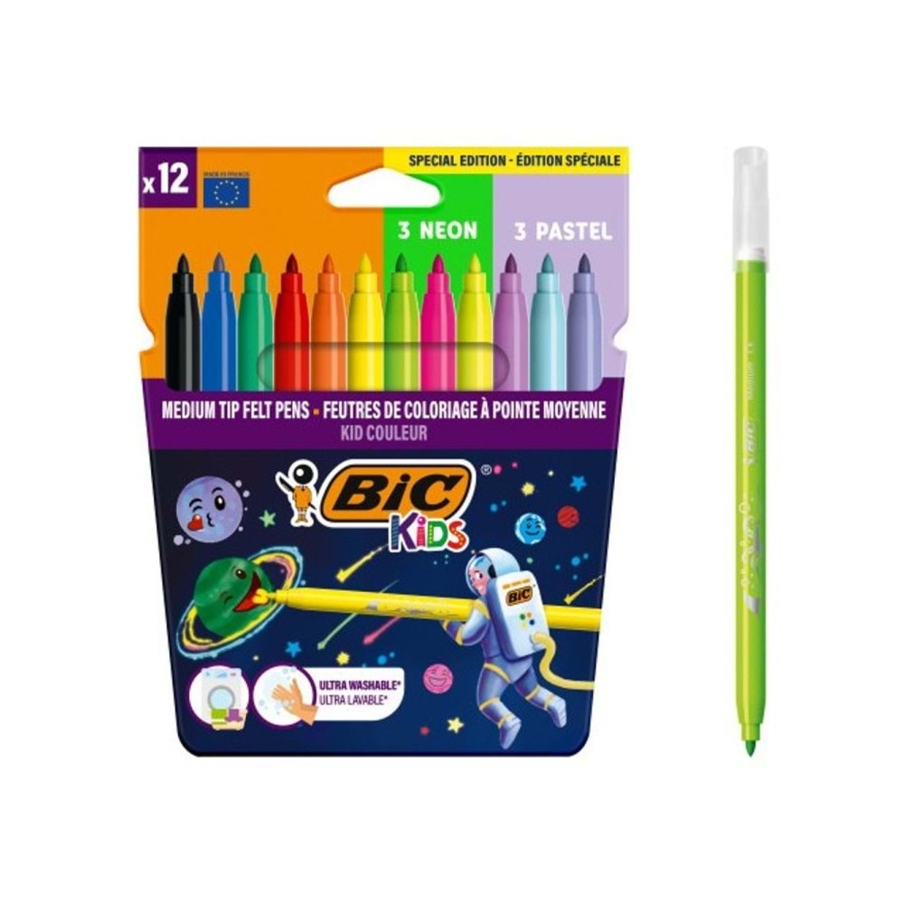 COSMO KEÇELİ BOYA KALEMİ 12 RENK (6 STANDART + 3 PASTEL + 3 NEON) 301696