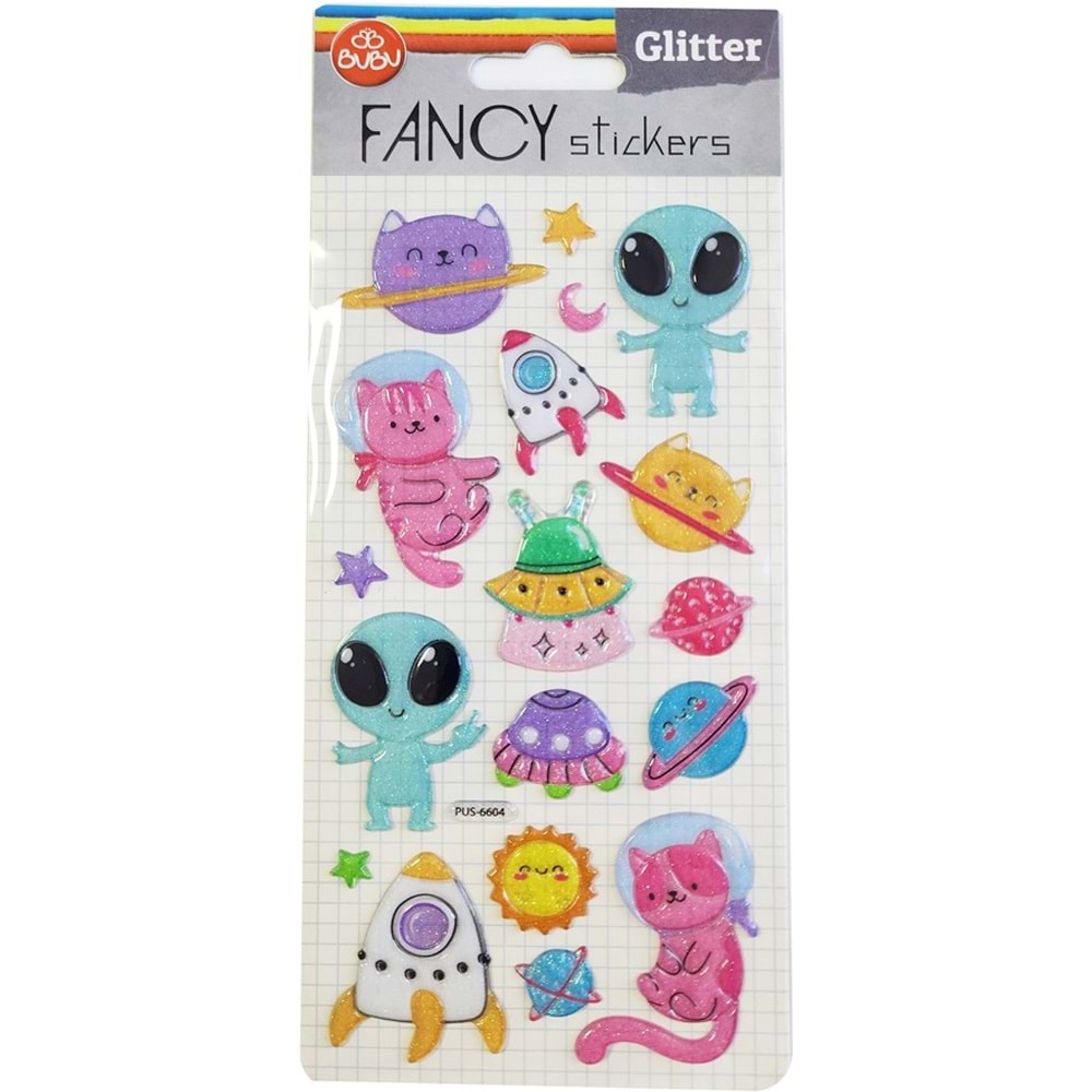 Bu-Bu Damla Stickers Glitter Uzay 9x20 BUBU-PUS-6604