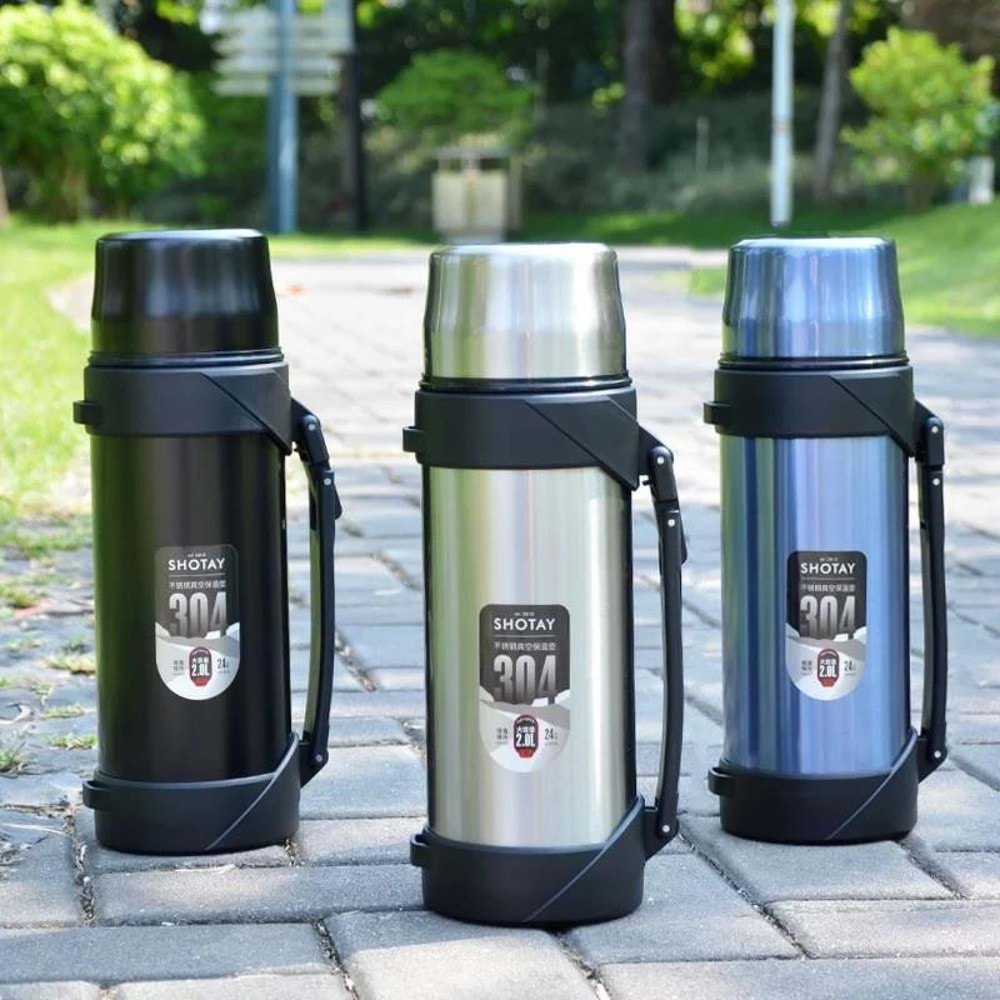Shotay Campıng Çelik Termos 2000 Ml (Karışık Renk 1 Adet)