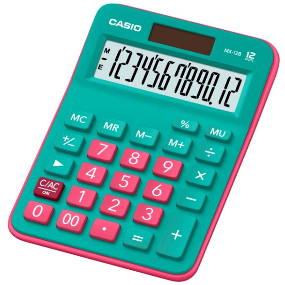 Casio MX-12B-GNRD Yeşil+Pembe 12 Hane Masa Üstü Hesap Makinesi