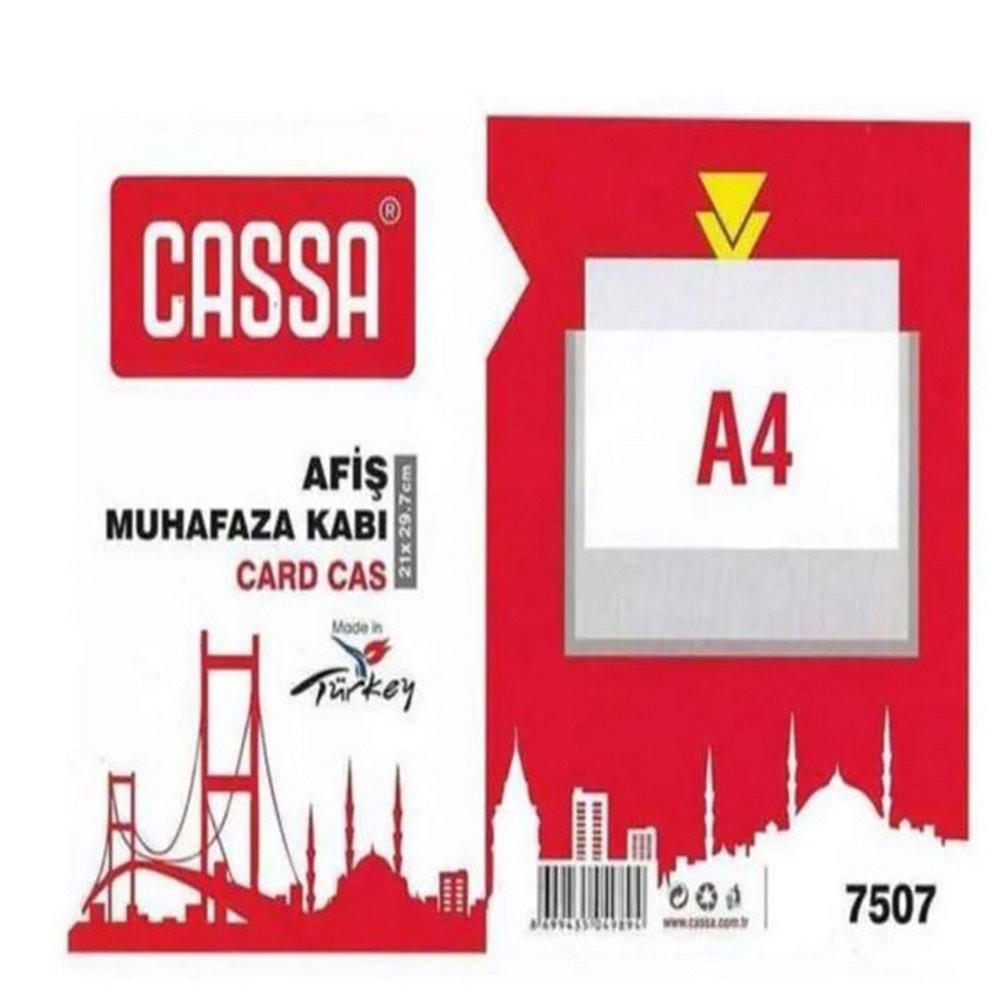 Cassa Tabela Poşeti (Afiş Muhafaza Kabı A4) 210x297 mm Şeffaf 7507 (1 Adet)