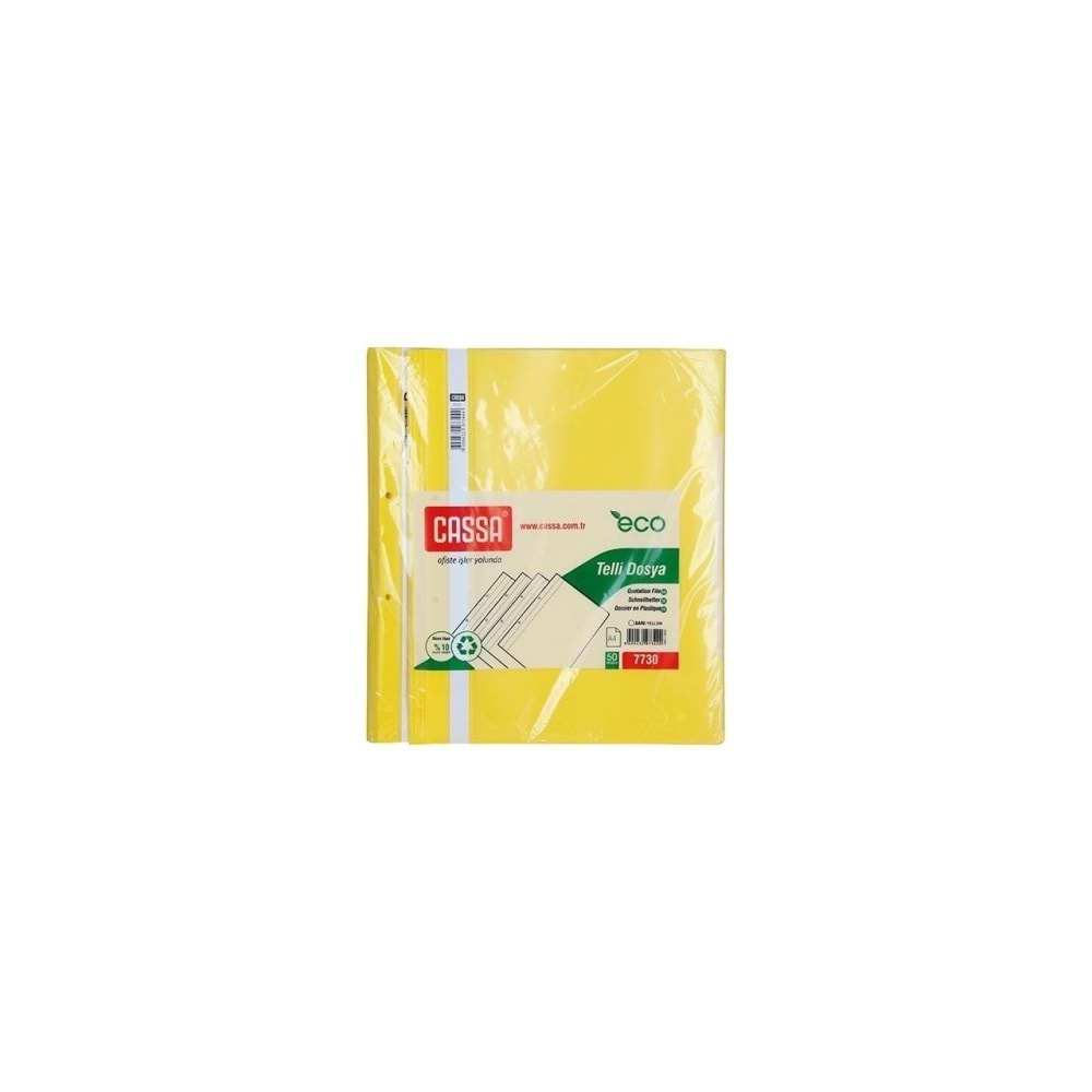 Cassa Telli Dosya Plastik Eco A4 Sarı 7730 (1 Adet)