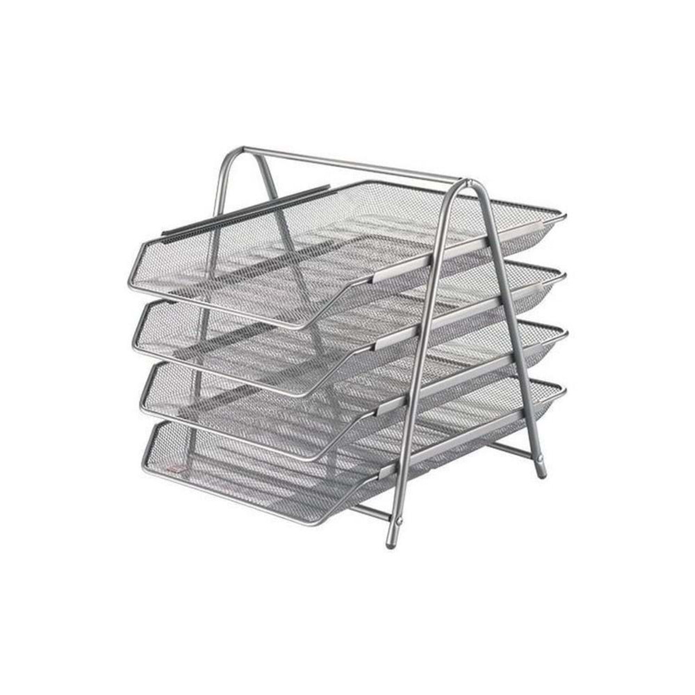 Cassa Evrak Rafı Metal Perforeli 4 LÜ Gümüş 8934