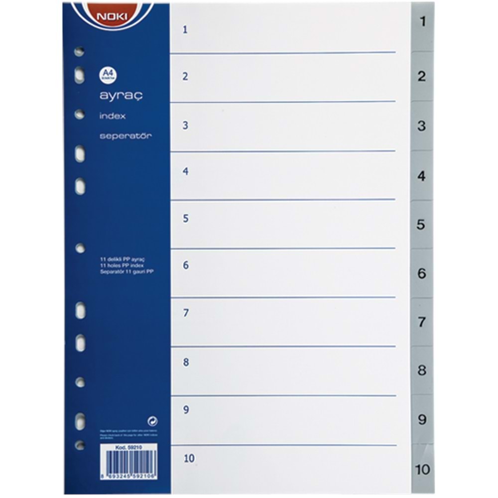 Noki Seperatör 1-10 Rakamlı Plastik A4 59210
