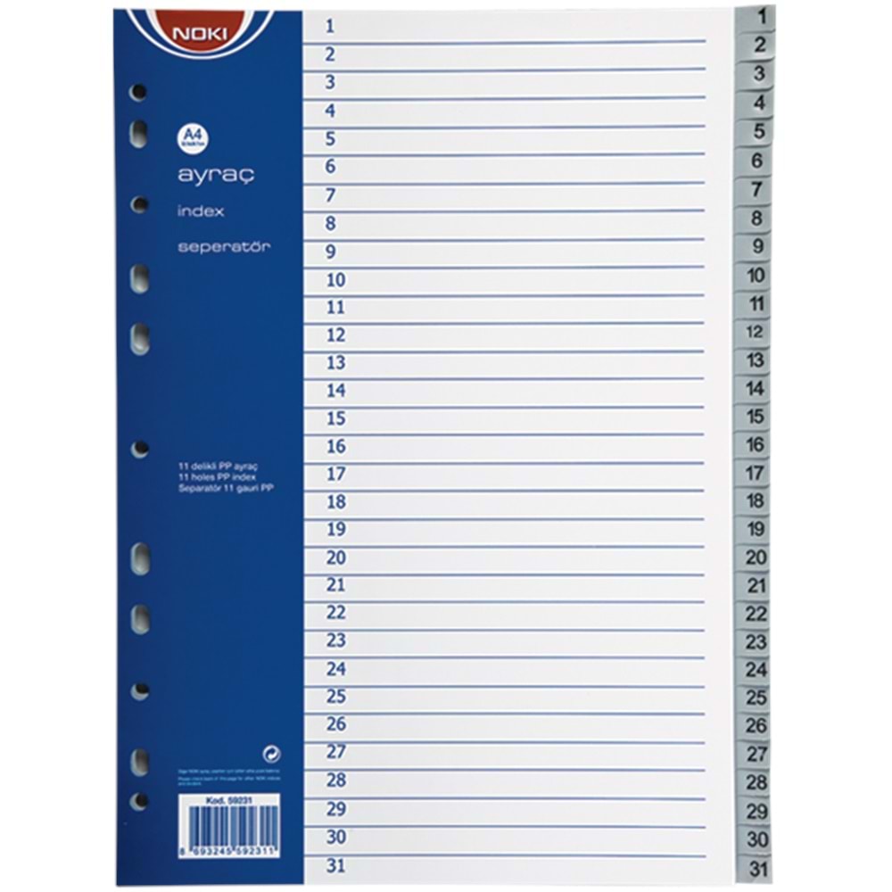Noki Seperatör 1-31 Rakamlı Plastik A4 59231