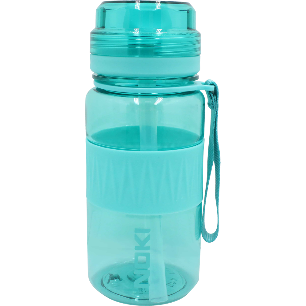 Noki Kıds Su Matarası Tritan Pipetli Kapak Silikon Kemerli Askılı 400 Ml (Karışık Renk 1 Adet)