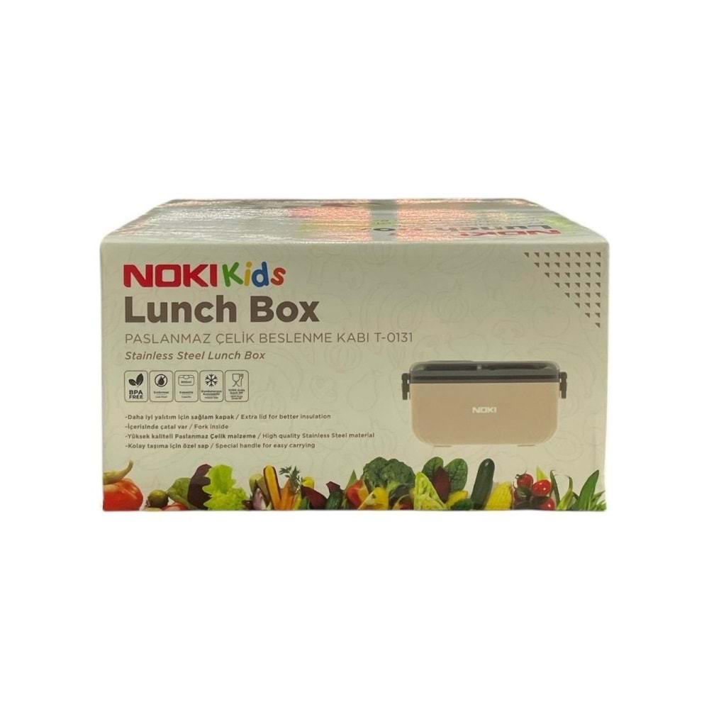 Noki Kids Paslanmaz Çelik Beslenme Kabı Taşıma Kulplu Kare 800 Ml