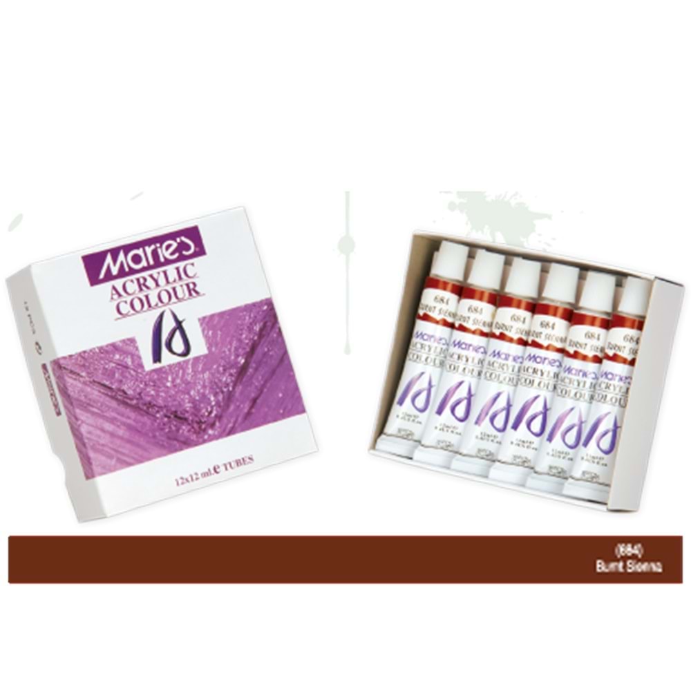 Maries Akrilik Boya 12 ML Burnt Sienn 684(1 Adet)
