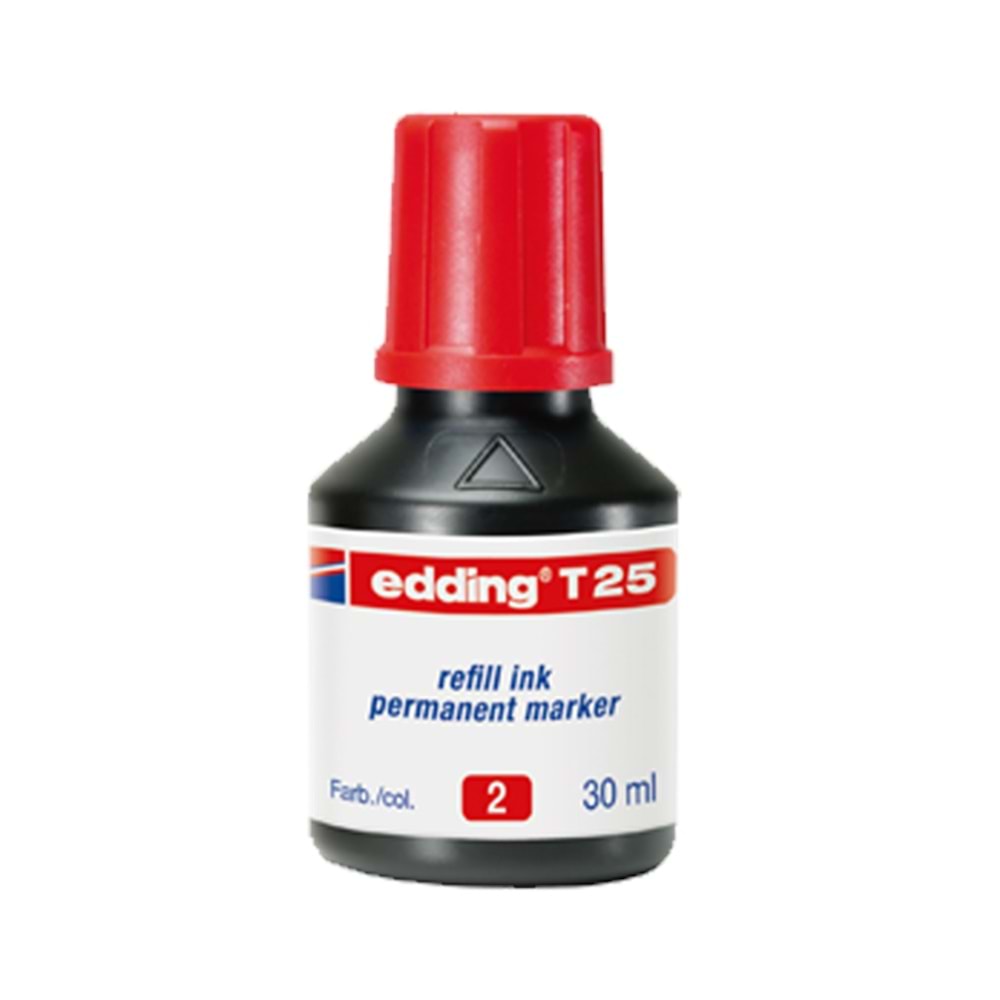Edding Markör Mürekkebi Permanent Damlalıklı 30 ML Kırmızı T25 (1 Adet)
