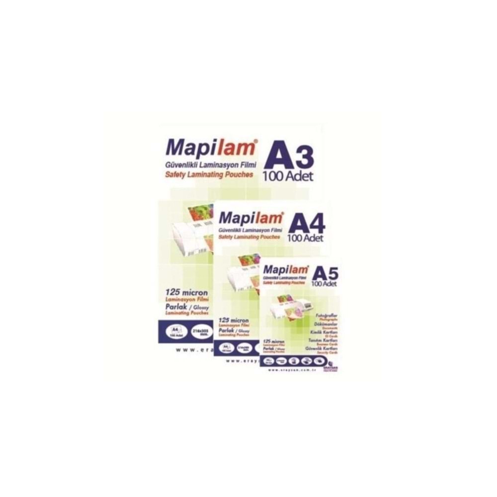Mapi Laminasyon Filmi Sıcak Parlak A3 125 MIC 102 12 03 (1 Adet)