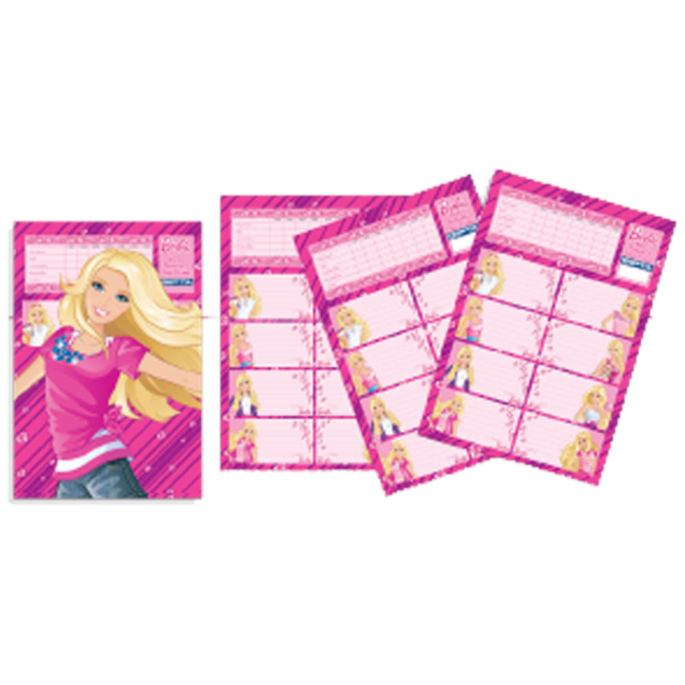 Gıpta Okul Etiketi Ders Programlı Barbie 3 LÜ 16x24 5460