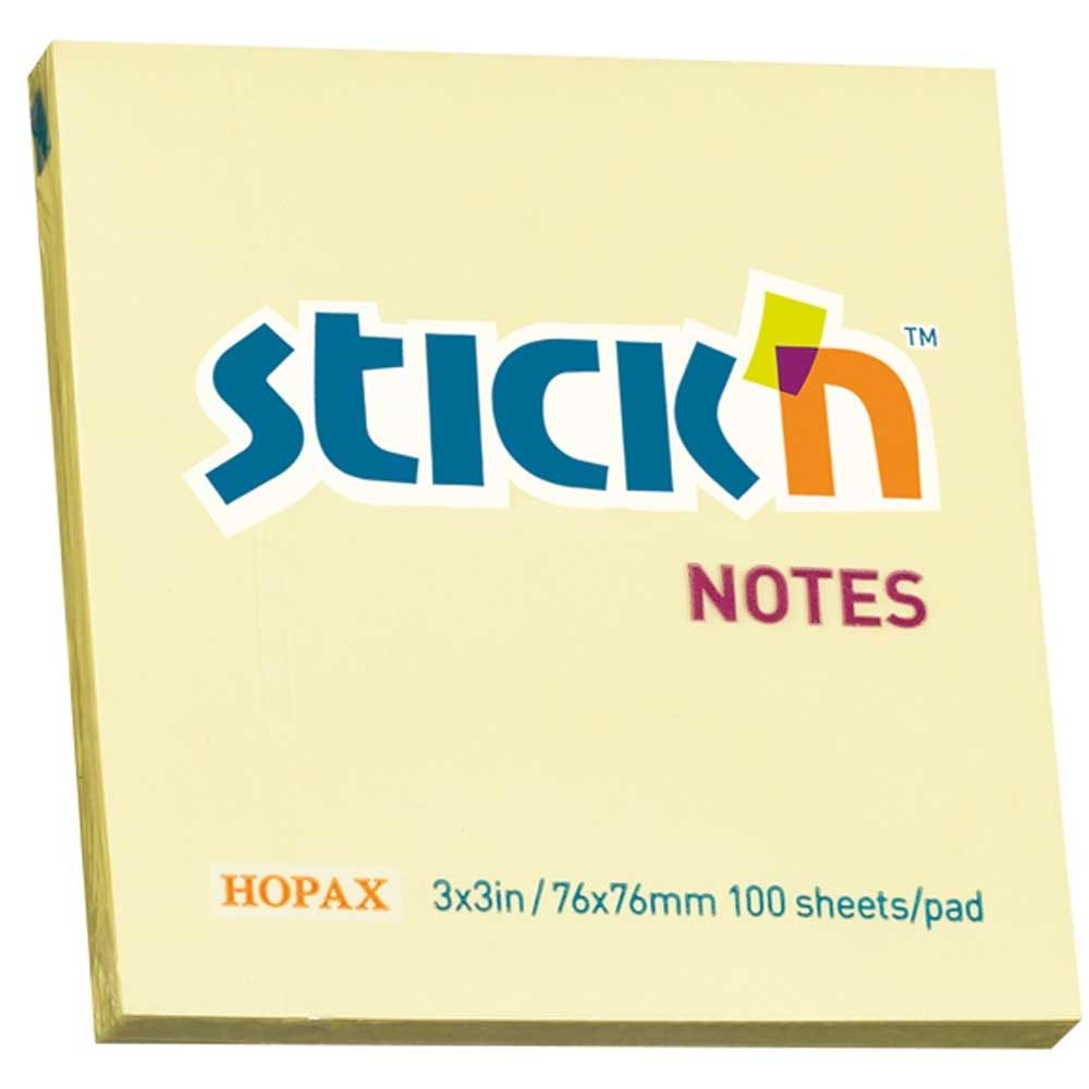 Hopax Stıckn Yapışkanlı Not Kağıdı 100 YP 76x76 Sarı HE21007 (1 Adet)