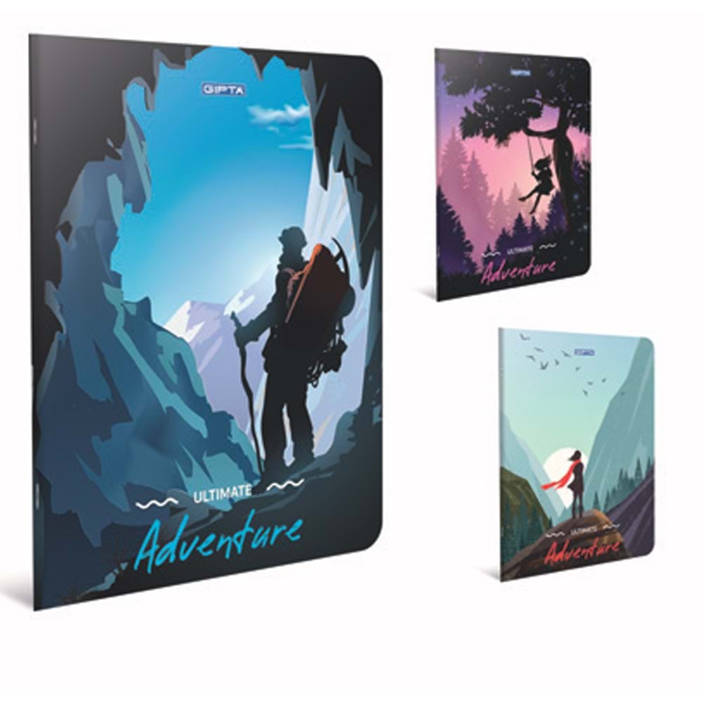Gıpta Dikişli Karton Kapak Defter Adventure A6 80 YP Çiz.Stn (1 Adet)