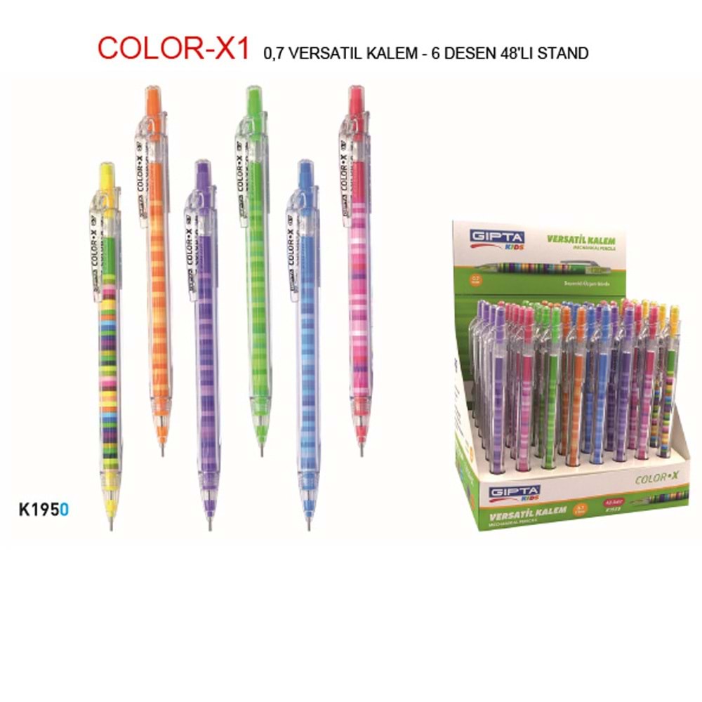 Gıpta Versatil Kalem 0.7 MM ( 48 Li Stand ) 6 Desen K1950