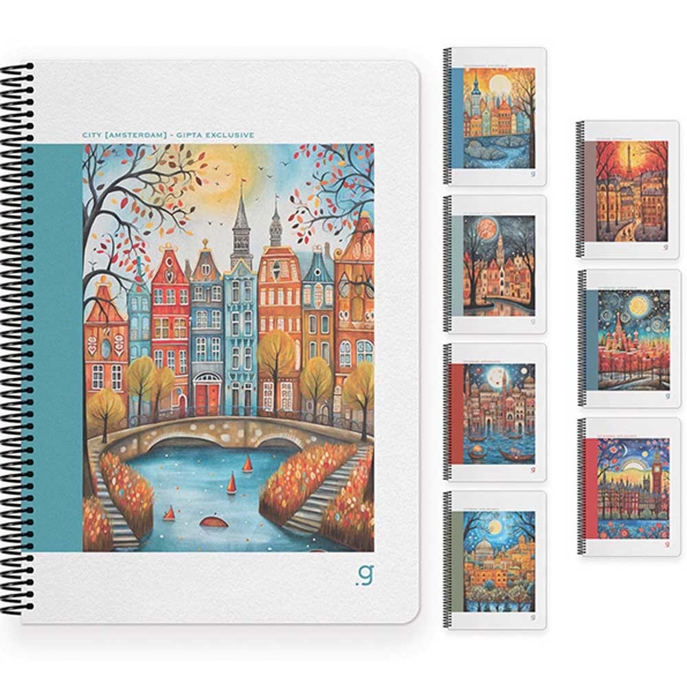 Gıpta Cıty Spiralli Sert Kapak Defter 17x24 80 Yp.Kareli
