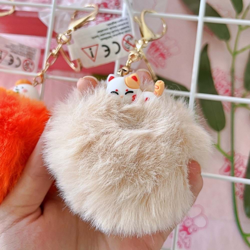 Gıpta Anahtarlık Cute Anımal Pompom 6 Renk 24 Lü