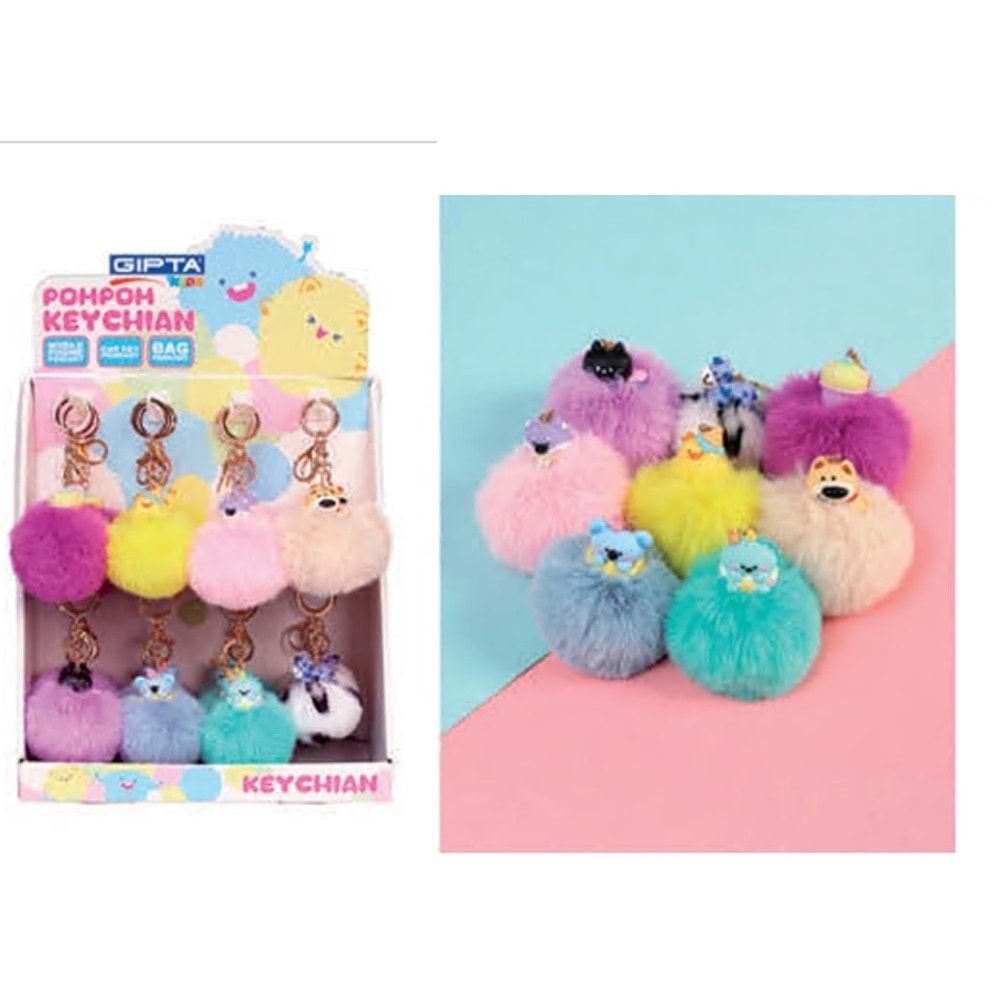 Gıpta Anahtarlık Pump Cats Pompom 6 Renk 24 Lü