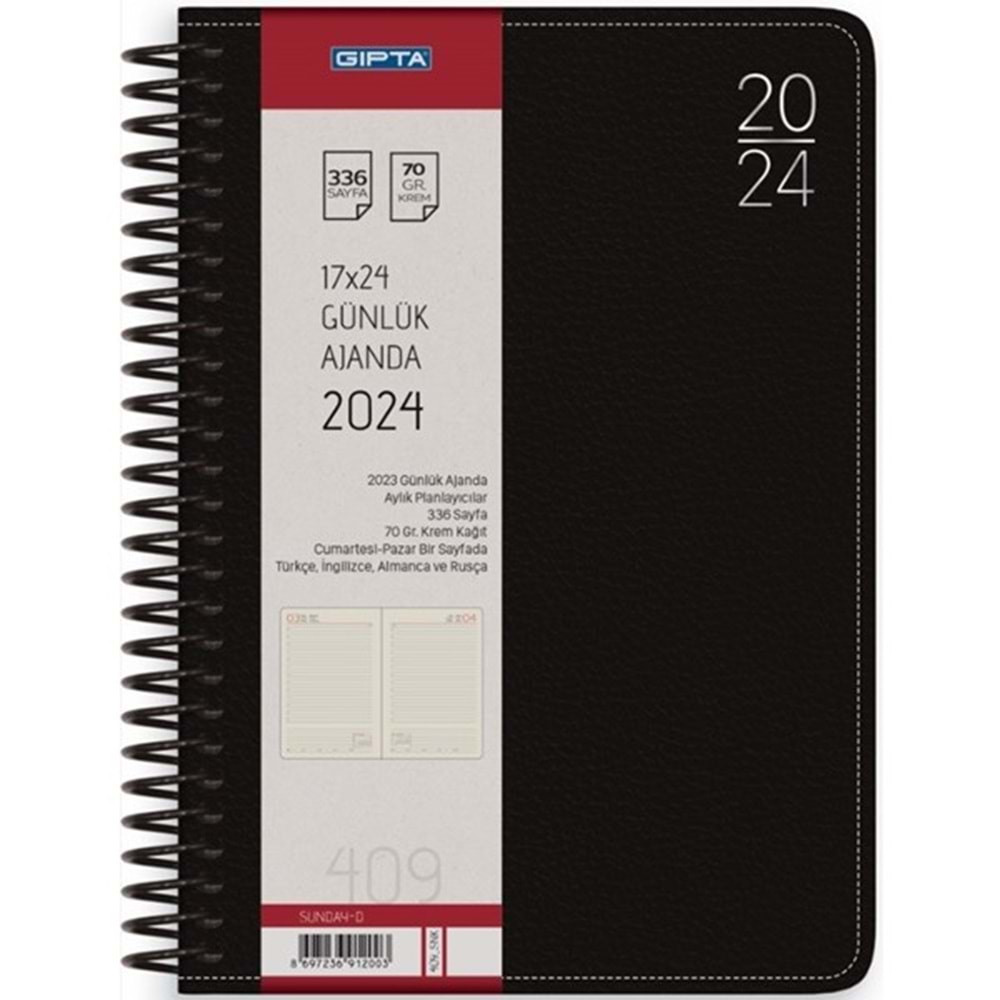 Gıpta Günlük Ajanda Sunday Diary 17x24 409-Snk