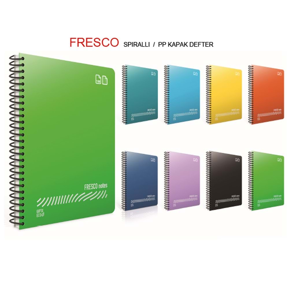 Gıpta Fresco Spiralli Plastik Kapak Defter A4 80 YP Çizgisiz 4877