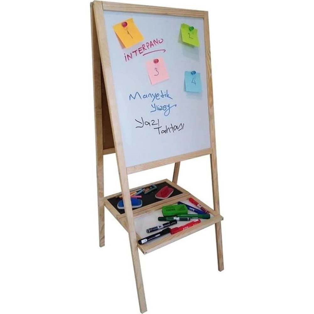 İnter Çift Taraflı Ahşap Çerçe Yazı Tahtası 40x50