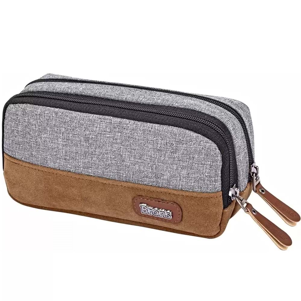 Brons Kalem Çantası Çift Kat Kot Br-3132