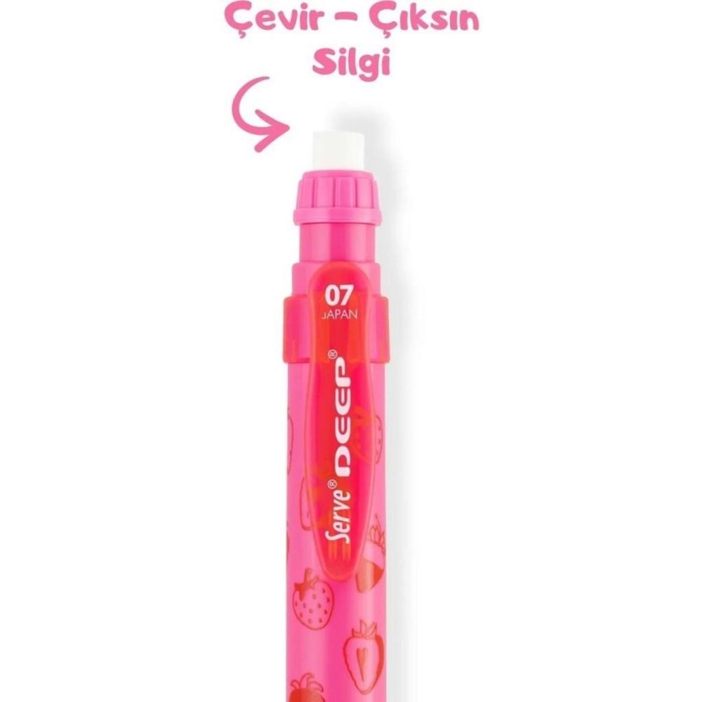 Serve Deep Meknık Kursun Kalem 07mm Fosforlu Pembe Çilek Sv-deep-07-dfpmb (1 Adet)