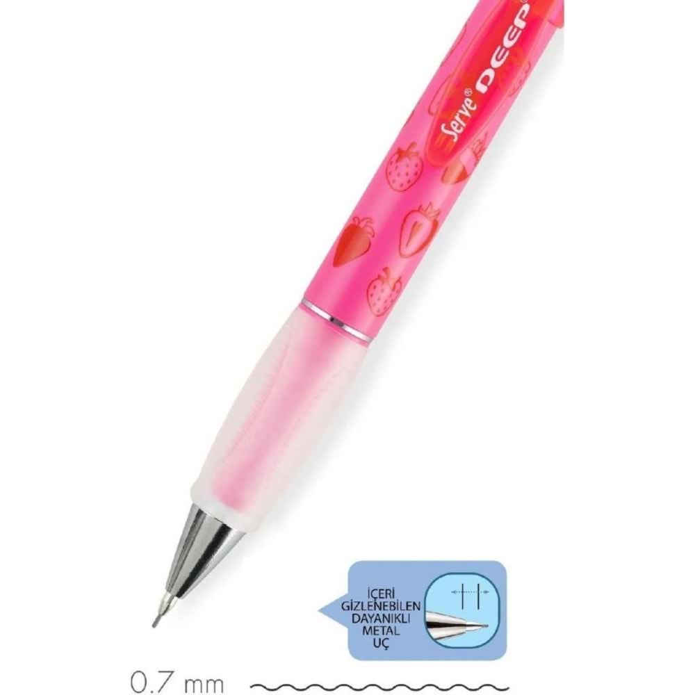 Serve Deep Meknık Kursun Kalem 07mm Fosforlu Pembe Çilek Sv-deep-07-dfpmb (1 Adet)
