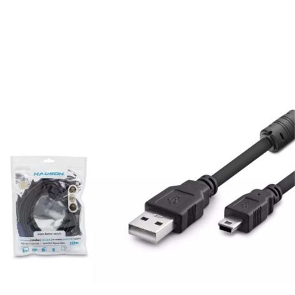 Hadron Hdx7520 Usb Mini V3-5Pin To Usb Kablo 5M Siyah