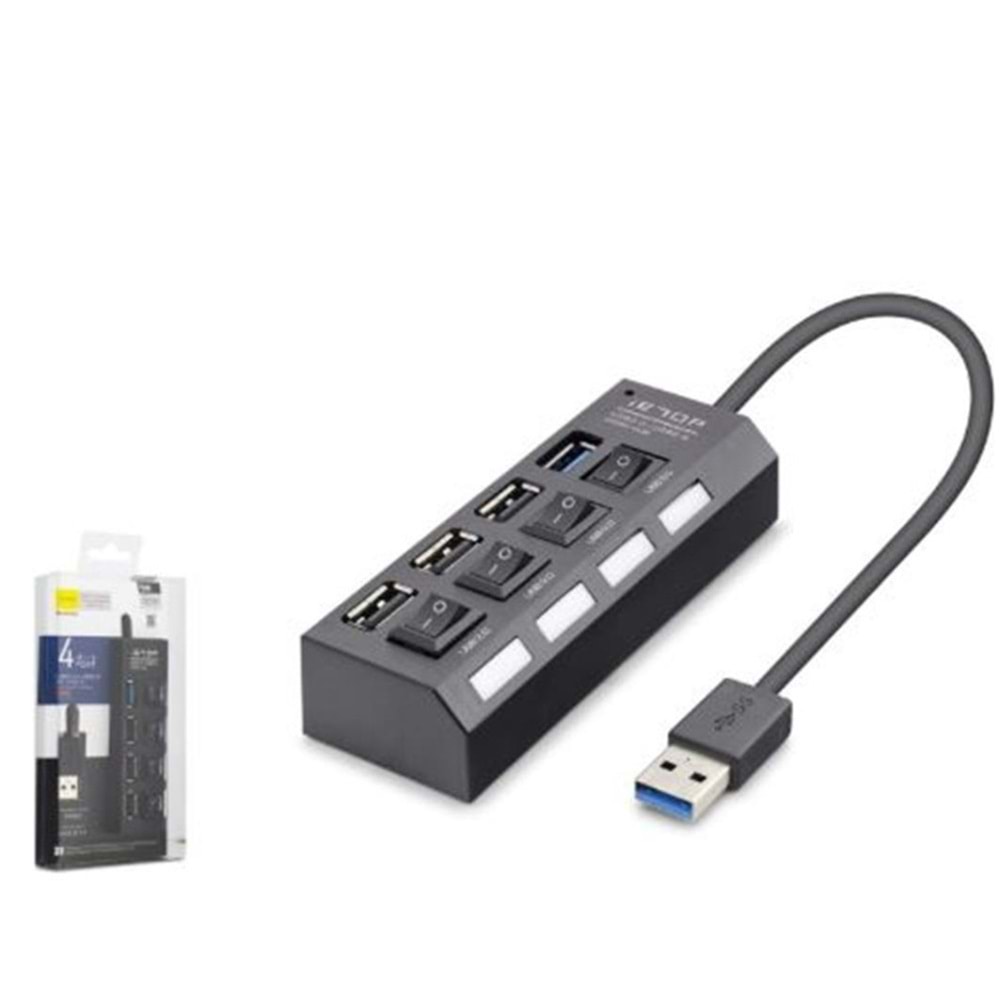 iETOP U3202 USB 3.0 Anahtarlı Hub 4 Port 5 Gbps Siyah