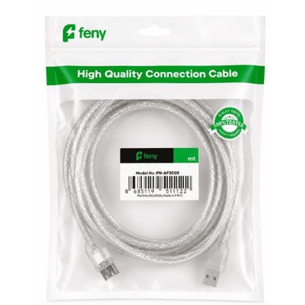 Feny FN-AF3003 USB2.0 AM-AF Şeffaf Uzatma Kablosu 3M