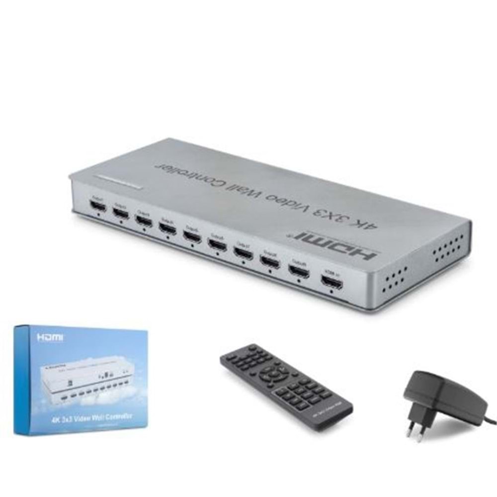 HADRON HDX1434 HDMI Video Wall Controller Kumandalı 4K 9 Ekran Gri