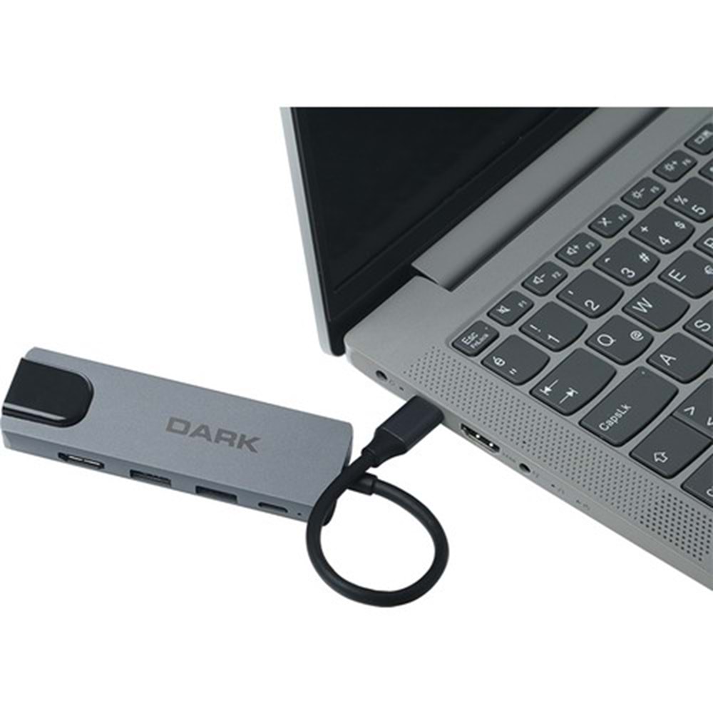 Dark DK-AC-U31X46 5i 1 Arada USB 3.1 Type-C to Ethernet - HDMI - USB 65W Port Çoklayıcı HUB