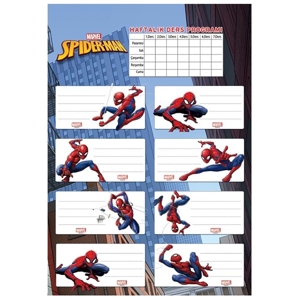 Keskin Color Okul Etiketi Spider Man Ders Proğramlı 3 LÜ 220130-6