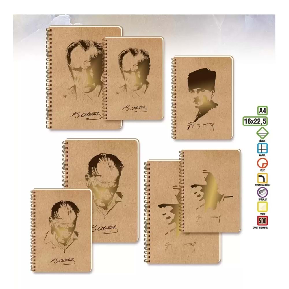 Keskin Color Spiralli S.Kapak Funky Defter-Atatürk