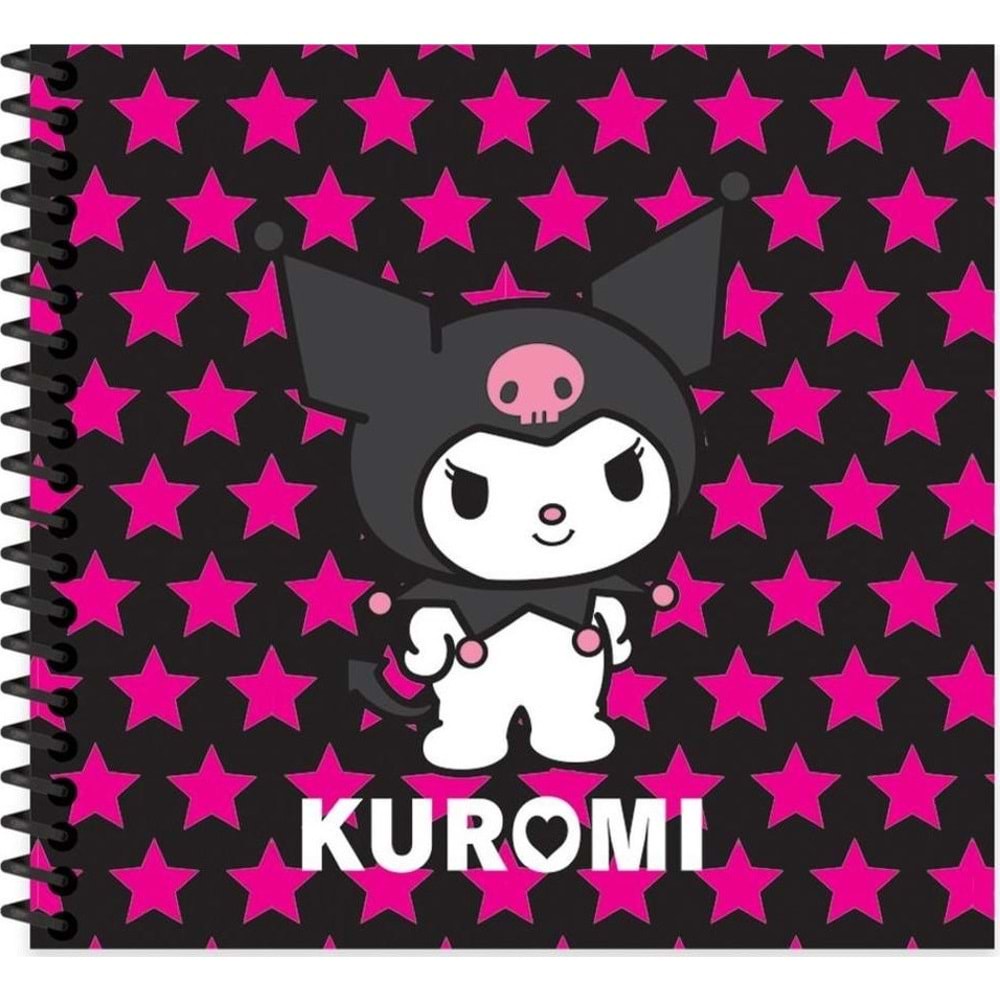 Kuromi Spiralli Sert Kapak Defter 16x15 50 Yaprak Çizgili