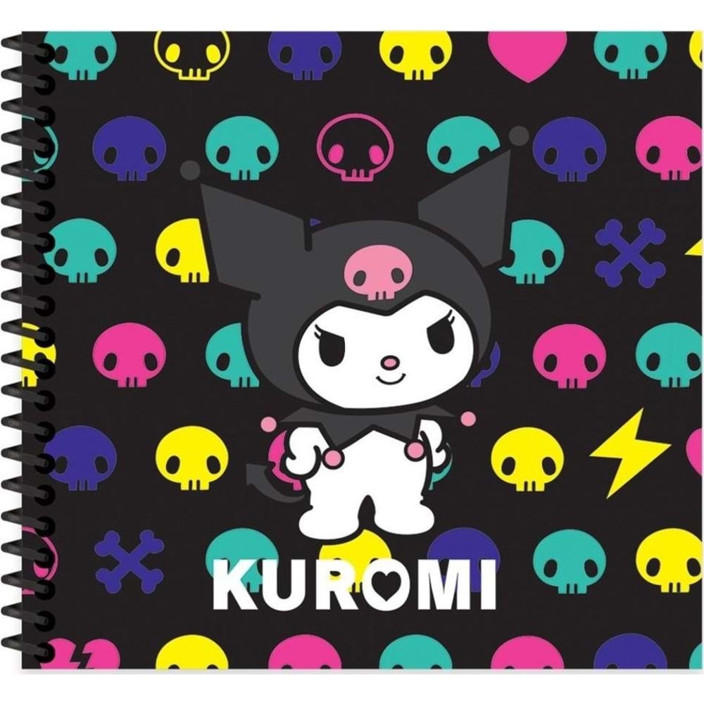 Kuromi Spiralli Sert Kapak Defter 16x15 50 Yaprak Çizgili