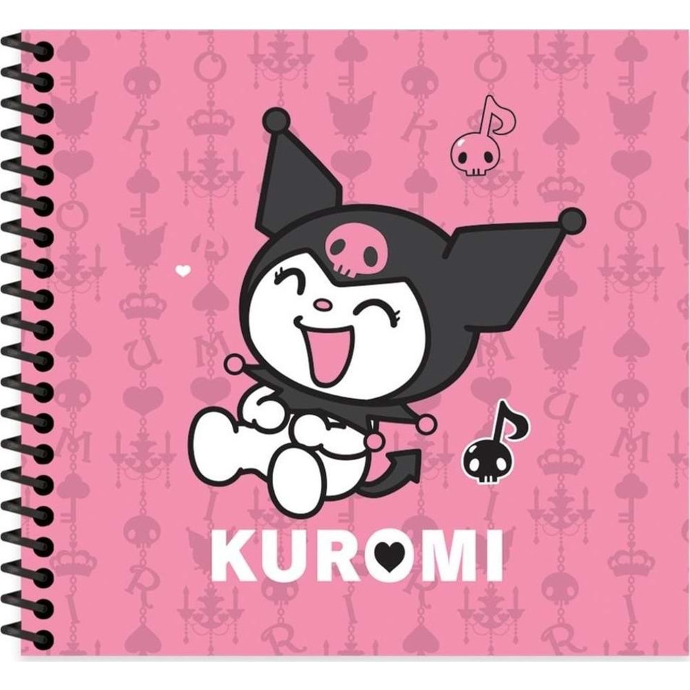 Kuromi Spiralli Sert Kapak Defter 16x15 50 Yaprak Çizgili