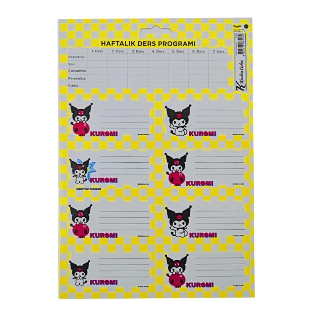 Kuromi Ders Programlı Etiket 3 Lü 220130-12